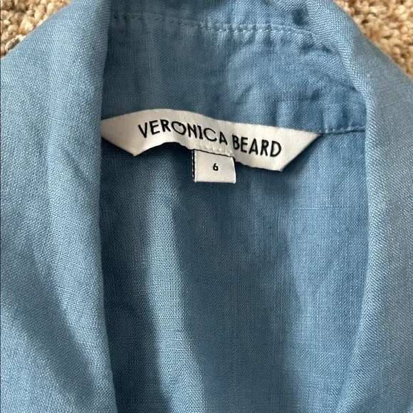 Veronica Beard Sky Blue Linen Long Sleeve Shirt Dress **Size 6** 🌸🌸 - Picture 4 of 6